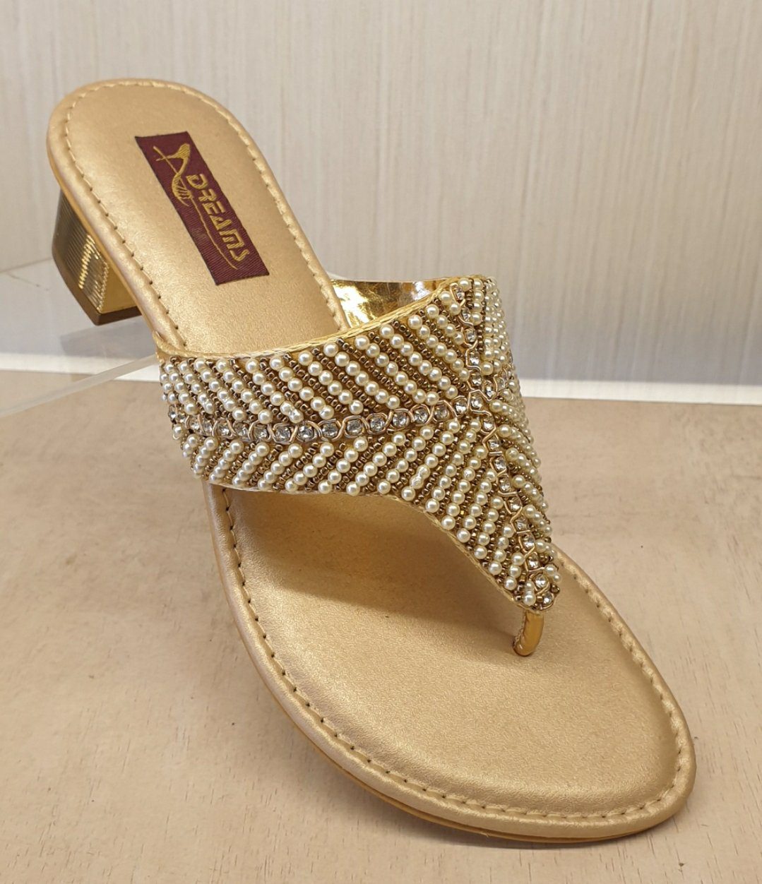 Pari Partywear Sandals bridal wear Golden Pearl